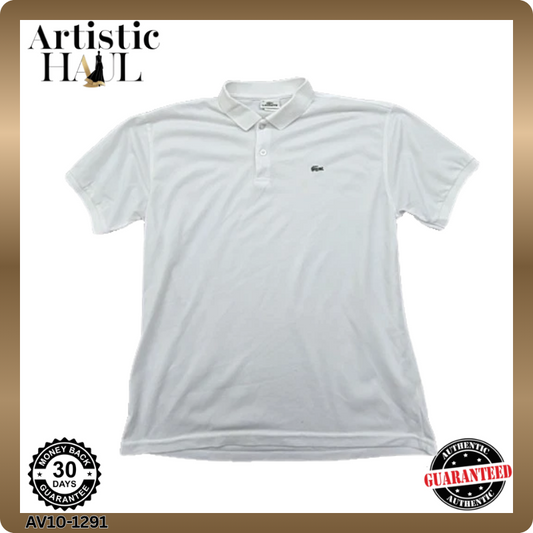Lacoste Men's White Polo Shirt – Size 6, Short Sleeve