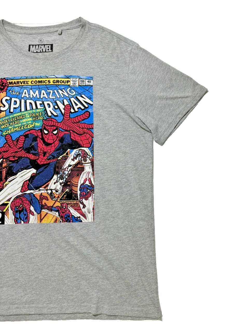 Marvel Men's Spiderman Comic Cover Gray T-Shirt - Size XL