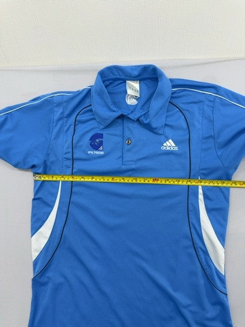 Adidas Blue 3-Stripes Short Sleeve Polo Shirt M 100% Polyester