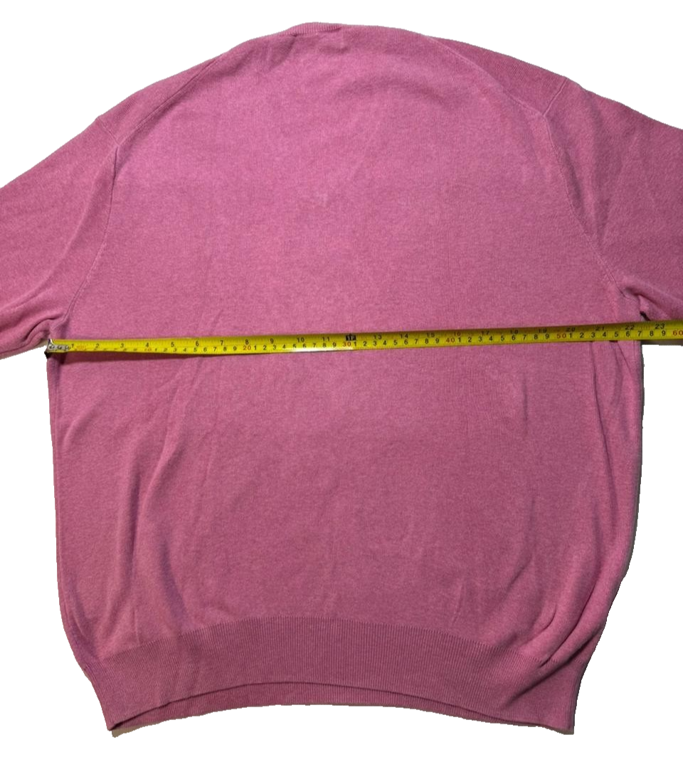 Polo Ralph Lauren Men's Pink V-Neck 100% Pima Cotton Knit Sweater Pullover L