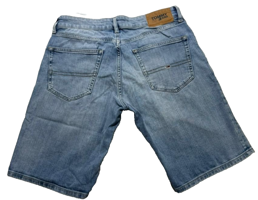 Mens Vintage Tommy Jeans Denim Shorts - W30 Light Blue Distressed Jorts