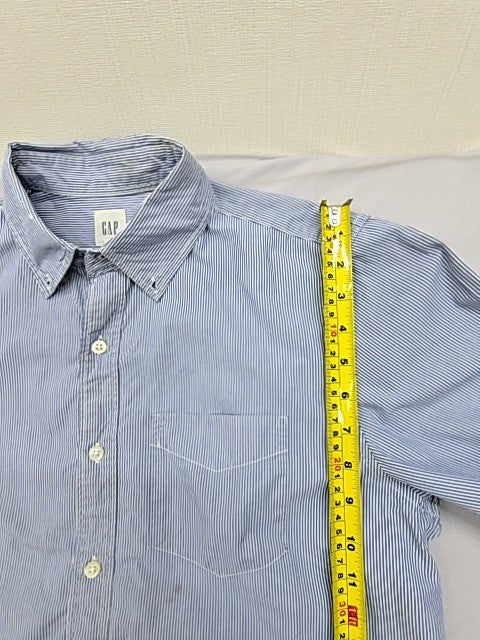 Gap Men's Light Blue Striped Long Sleeve Button-Down Shirt Size M