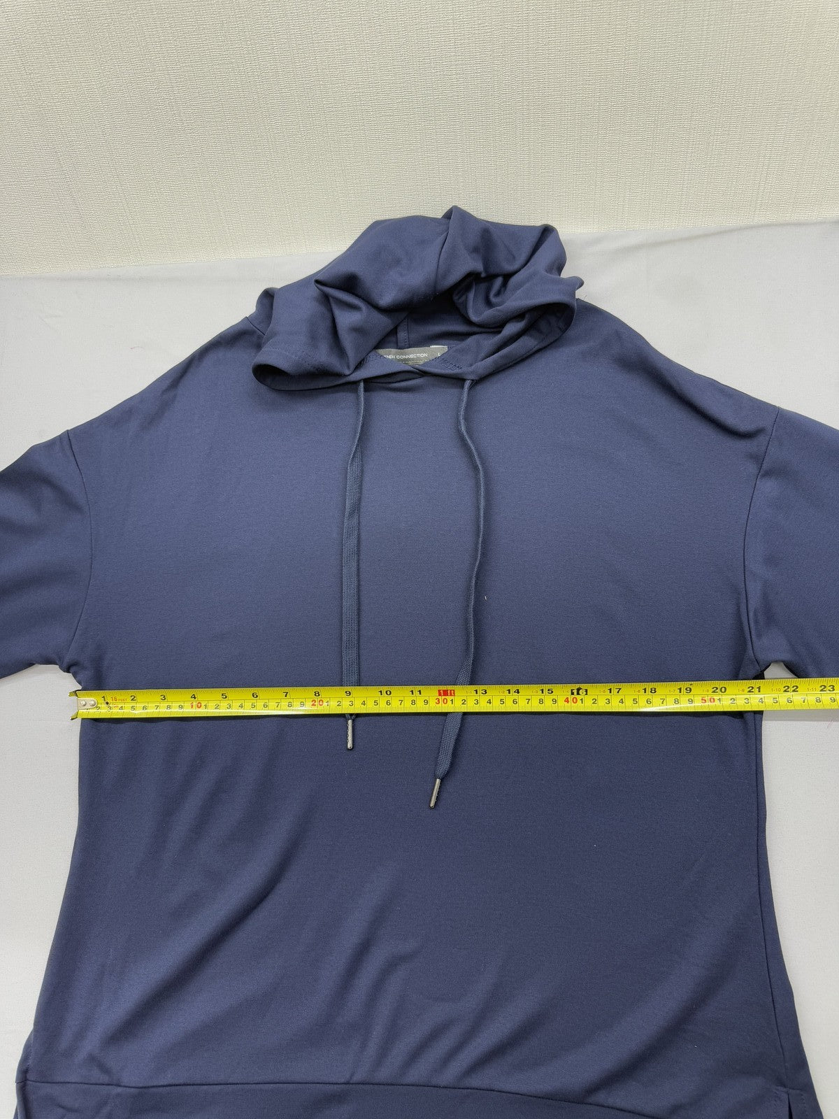 French Connection Navy Viscose Hoodie L Long Sleeve Unisex