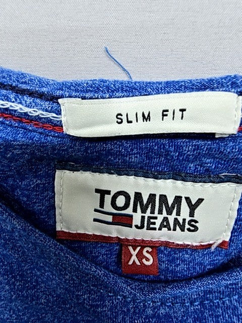 Tommy Jeans Slim Fit XS Blue Short Sleeve Crew Neck Cotton T-Shirt Men's
