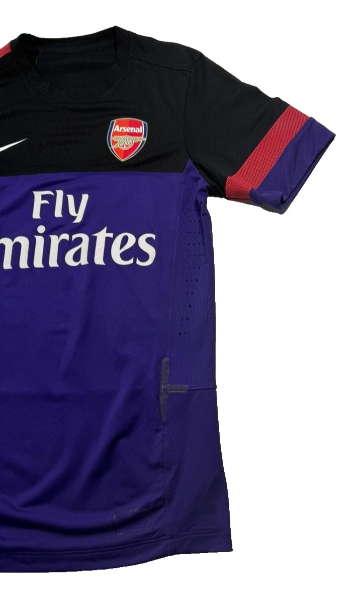 Nike Arsenal Purple Black Striped Training Shirt Fly Emirates Soccer Jersey S/M