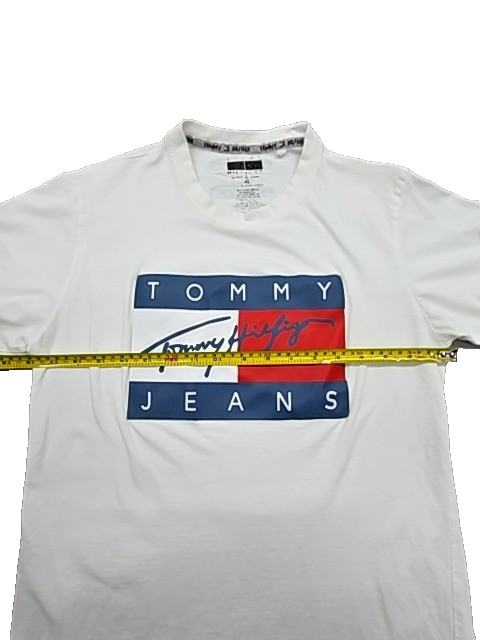 Tommy Hilfiger Women's White Flag Logo T-Shirt XL Regular Fit