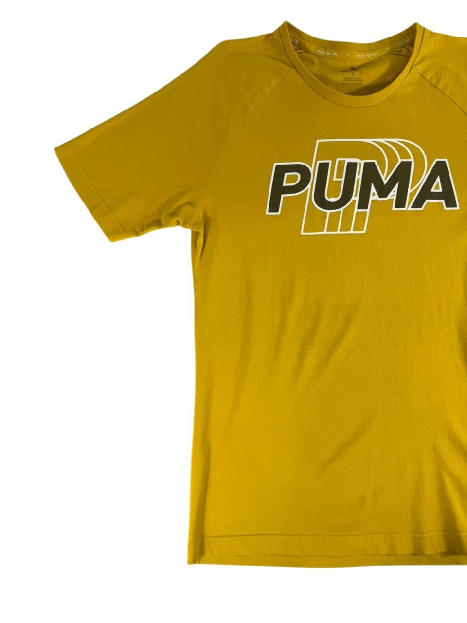 Puma Men's Yellow Logo T-Shirt Size S Short Sleeve Crew Neck
