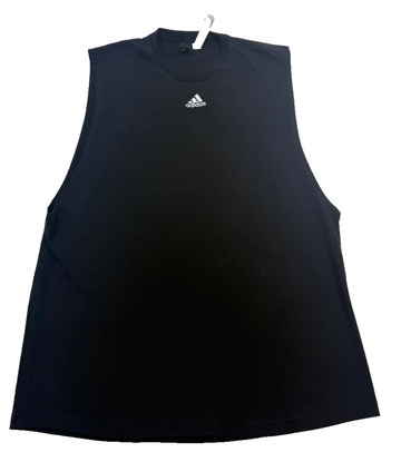 Adidas Men'S Black Sleeveless Training Tank Top Graphic Number 3 Back Logo S/M