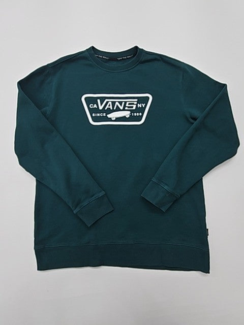 Vans Men Teal Logo Crewneck Sweatshirt Size L Fleece Pullover Regular