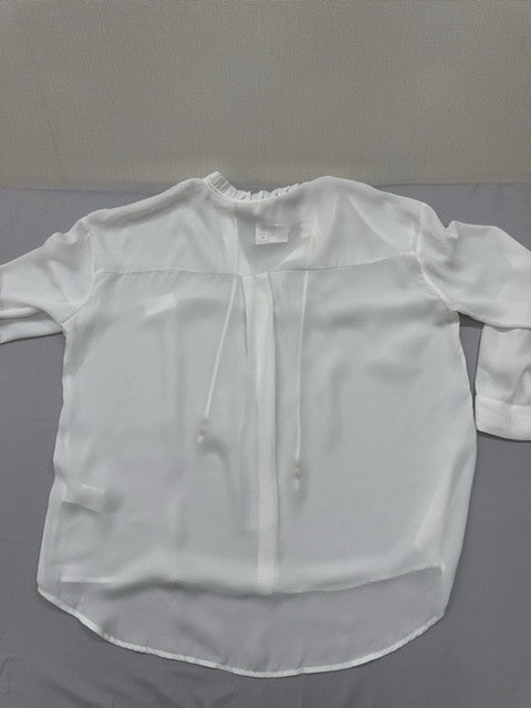 Koton White Chiffon Ruffle Long Sleeve Blouse Women's Size 42