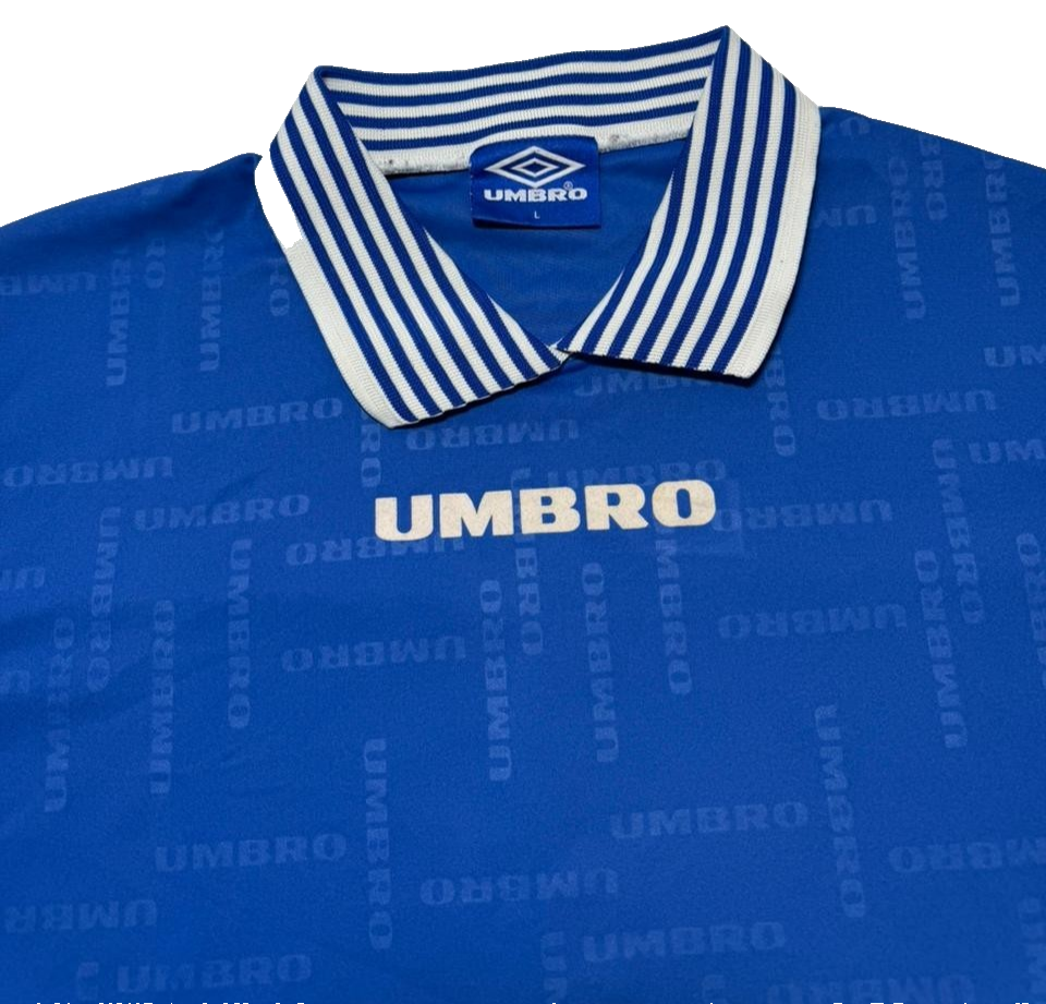 Vintage 90S Umbro Collared Jersey In Blue - Size L