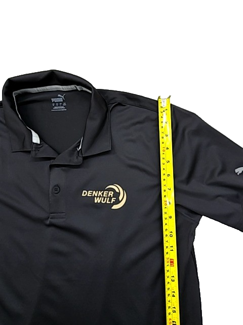 Puma Polo Shirt Men's M Black Polyester Short Sleeve Gold Trim