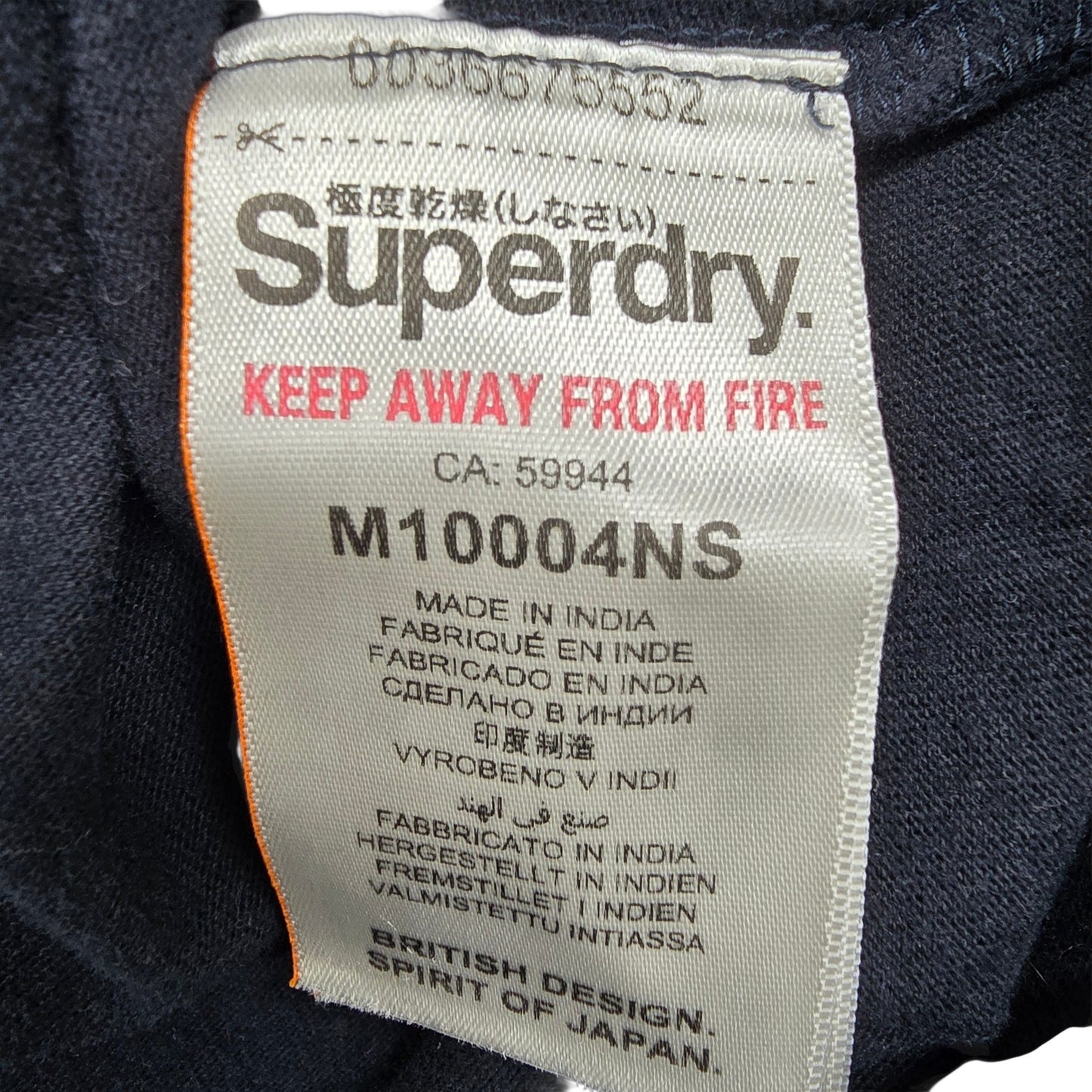 Superdry Men's Navy V-Neck Cotton T-Shirt Size M Orange Trim