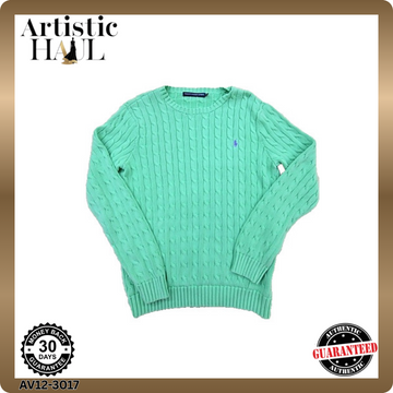 Ralph Lauren Sport Unisex Green Cable Knit Crewneck Sweater XL