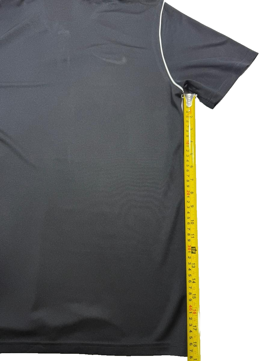 Nike Men's Black Dri-FIT Polo Shirt White Piping Swoosh Logo Short Sleeve Size L
