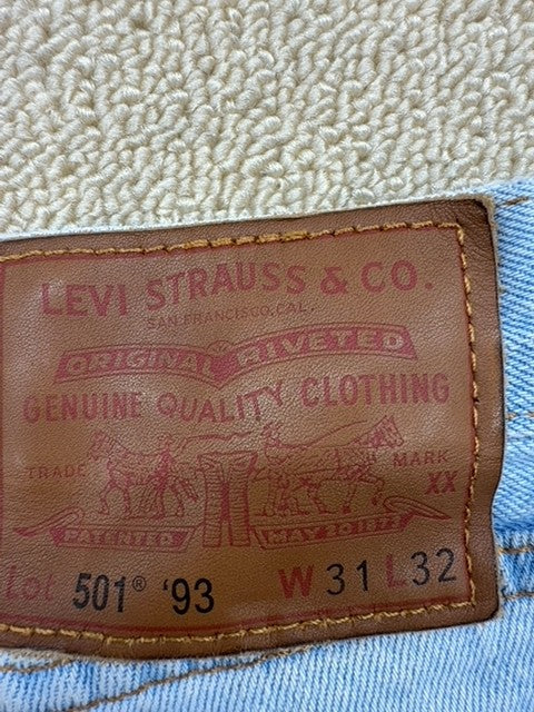 Levi's Men's Light Wash 501 '93 Straight Jeans 31x32 Vintage