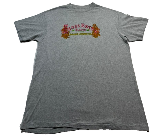 Hanes Extra Flavor Gray T-Shirt Size Large Vintage Style Casual Men's Tee