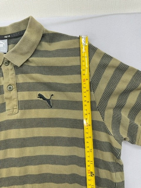 Puma Men's M Short Sleeve Khaki Stripe Polo Shirt