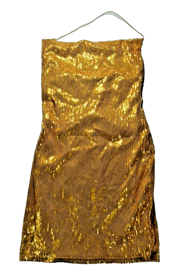 Gold Sequin Strapless Mini Dress - Size 6