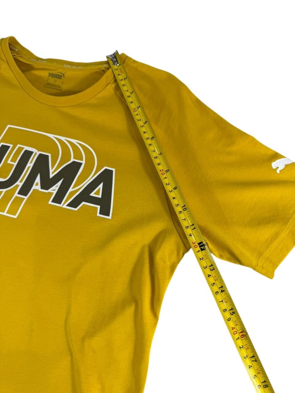 Puma Men's Yellow Logo T-Shirt Size S Short Sleeve Crew Neck