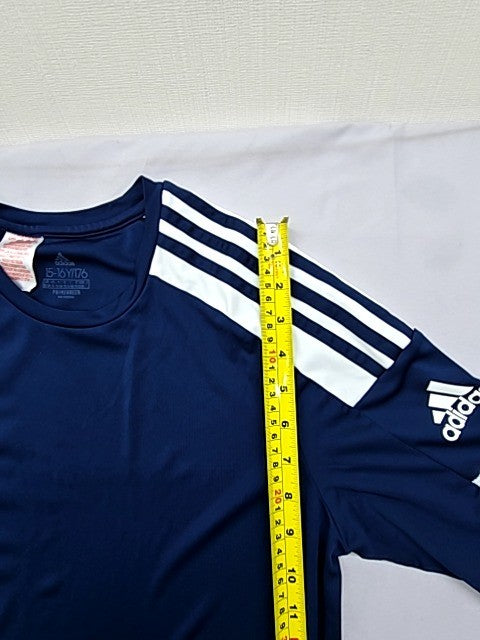 Adidas Youth XL Navy Stripe Short Sleeve Crewneck T-Shirt