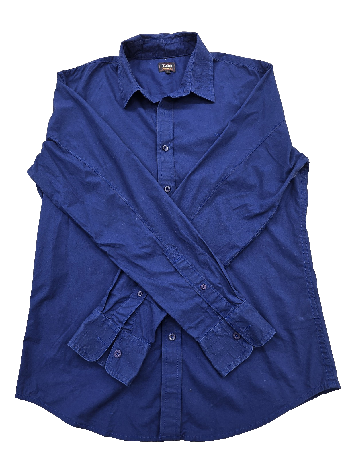 Lee Navy Blue Cotton Button-Down Shirt Long Sleeve Men's Size L