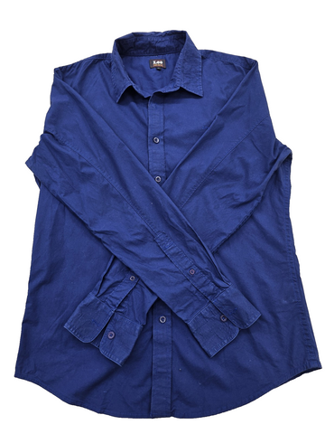 Lee Navy Blue Cotton Button-Down Shirt Long Sleeve Men's Size L