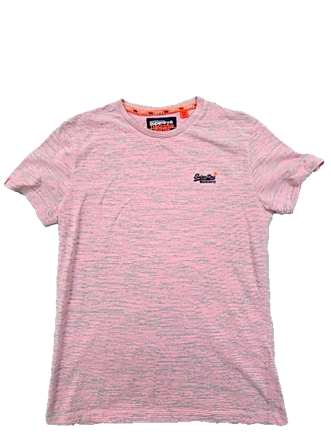 Superdry Men's Pink Space Dye Slim T-Shirt Large Orange Label
