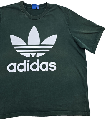 Vintage Adidas Trefoil Men's L Green Graphic Cotton T-Shirt Short Sleeve