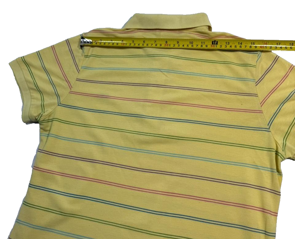 Lacoste Men Yellow Multi-Color Striped Pique Polo Shirt Croc Logo XXXL