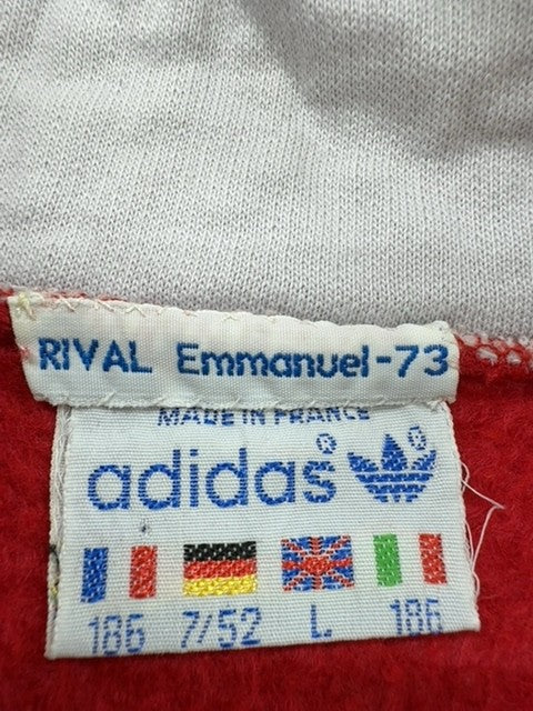 Adidas Rival Emmanuel-73 Red Track Jacket L Unisex Zipper Stripe