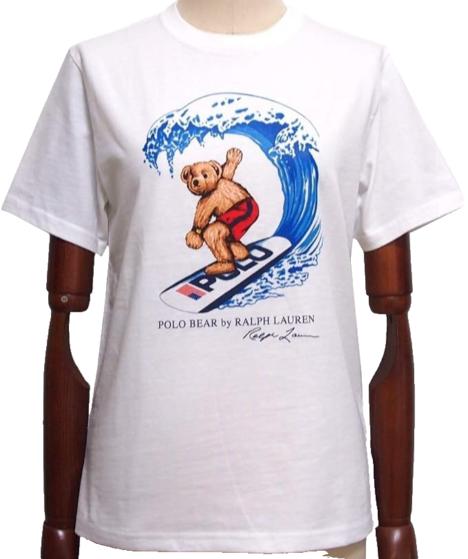 Polo Ralph Lauren Men Polo Bear Surfing Crew Neck T-Shirt White | XL