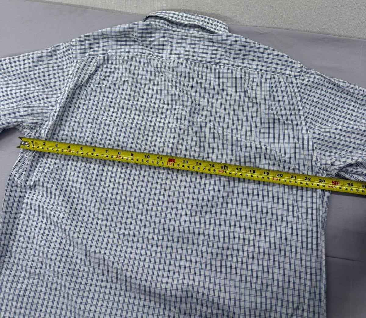 Lacoste Men's Blue White Checkered Short Sleeve Shirt Size 42