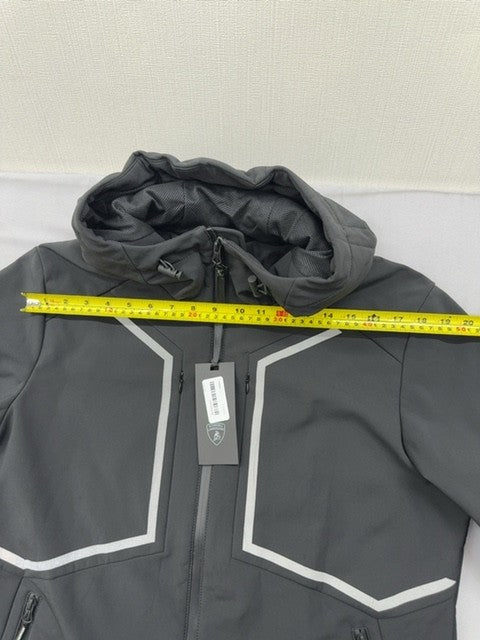 Lamborghini Black Zip Hoodie Men Reflective Piping Embroidered Logo