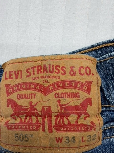 Levi's Men's Medium Blue 505 Regular Jeans 34x32 Vintage