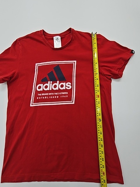 Adidas Men Red Logo Graphic T-Shirt Size S Regular Cotton Jersey