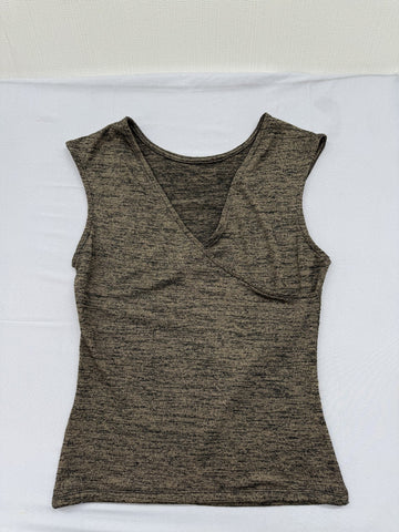 DKNY Pure Olive Khaki V-Neck Sleeveless Tank Top Women S Cotton Blend
