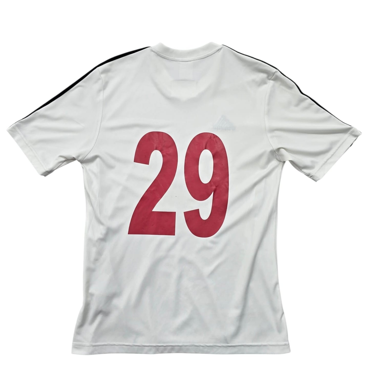 Adidas Women's White Three Stripe V-Neck T-Shirt Size S Vintage