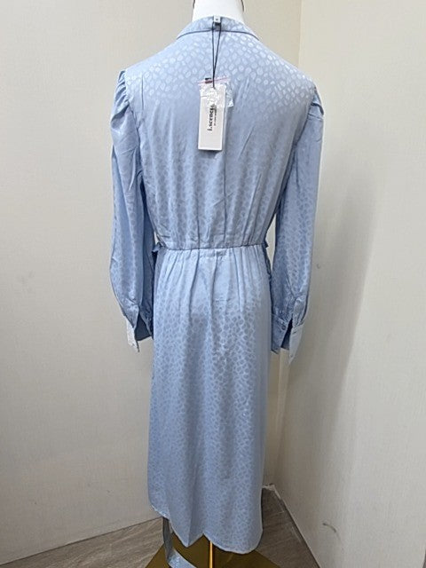 Vero Moda Light Blue Animal Print Maxi Dress M Long Puff Sleeve