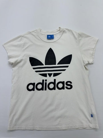 Adidas Boys White Logo Graphic T-Shirt Size 10S Regular Fit