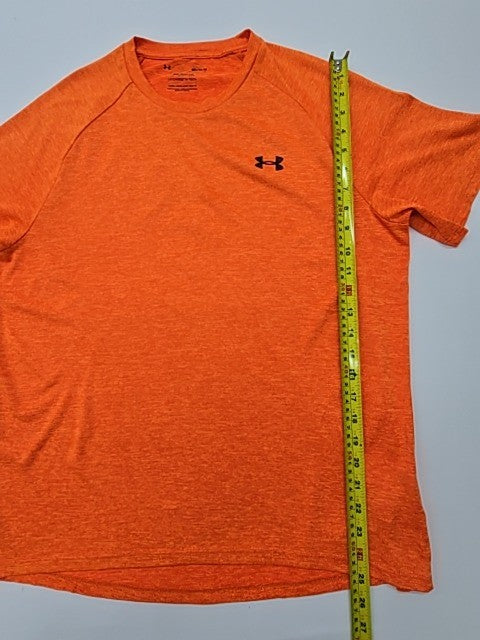 Under Armour Men's Orange HeatGear Tech T-Shirt Loose Fit Size M - EUC