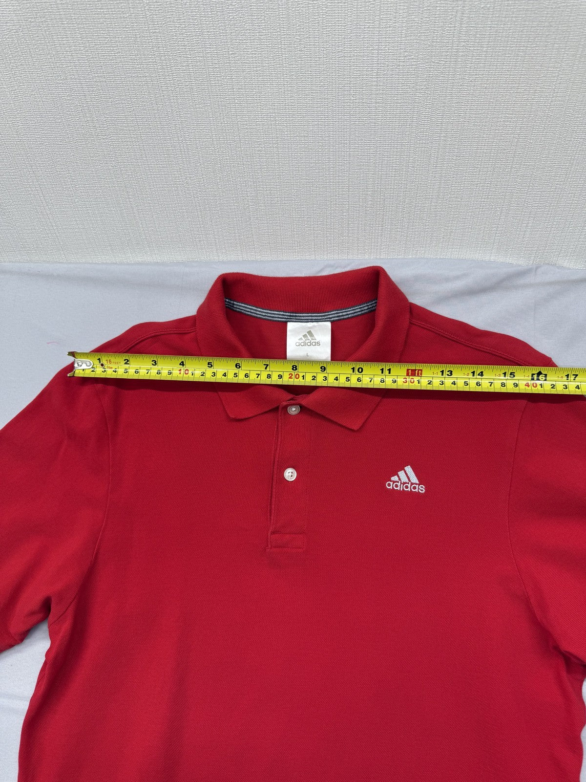 Adidas Red Polo Shirt Men's L 100% Cotton Short Sleeve Pique