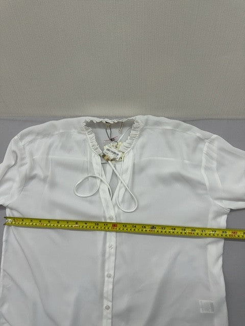 Koton White Chiffon Ruffle Long Sleeve Blouse Women's Size 42