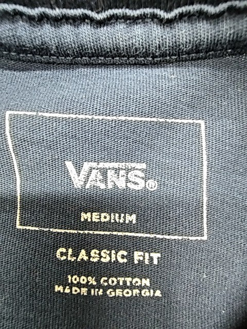 Vans Men Black Logo Graphic T-Shirt Size M Classic Fit Crew Neck