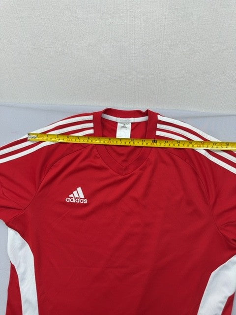 Adidas Red Soccer Climalite Jersey L Athletic Fit Moisture Wicking