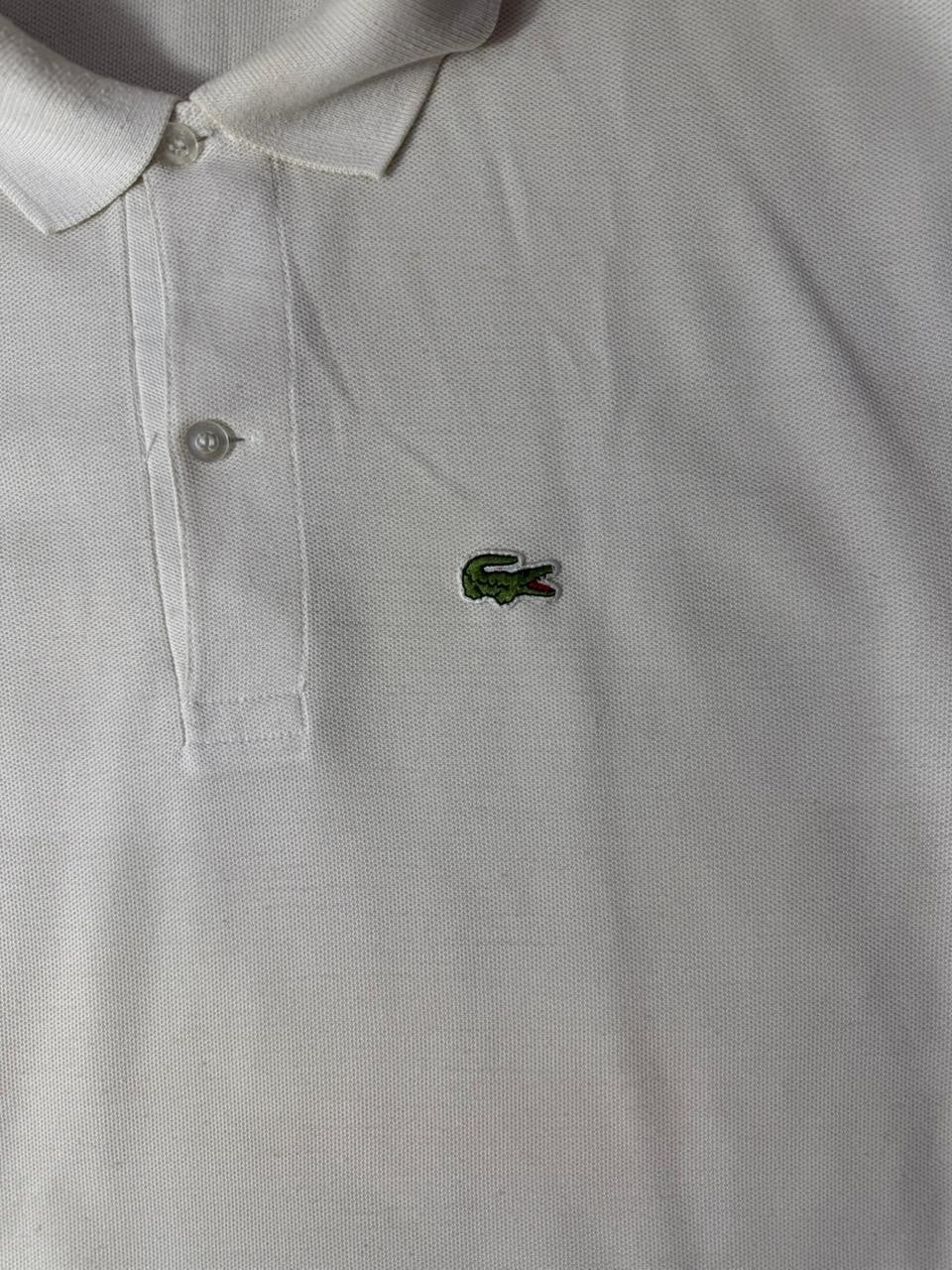 Vintage Lacoste White Polo Shirt Men's Classic Crocodile Logo Cotton