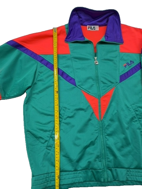 Fila Men's Color Block Track Jacket XL Green Red Purple Shiny Zipper