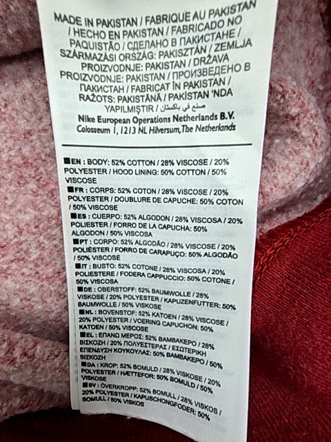 Nike Men's Red Fleece Pullover Hoodie Size L Kangaroo Pocket