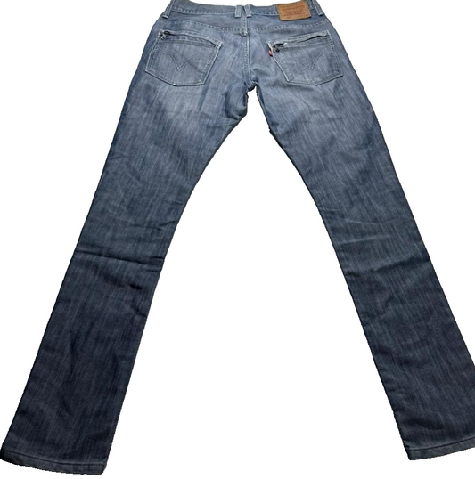 Men's Levi Strauss Light Wash Slim Straight Denim Jeans, Zip Pockets, Size 31