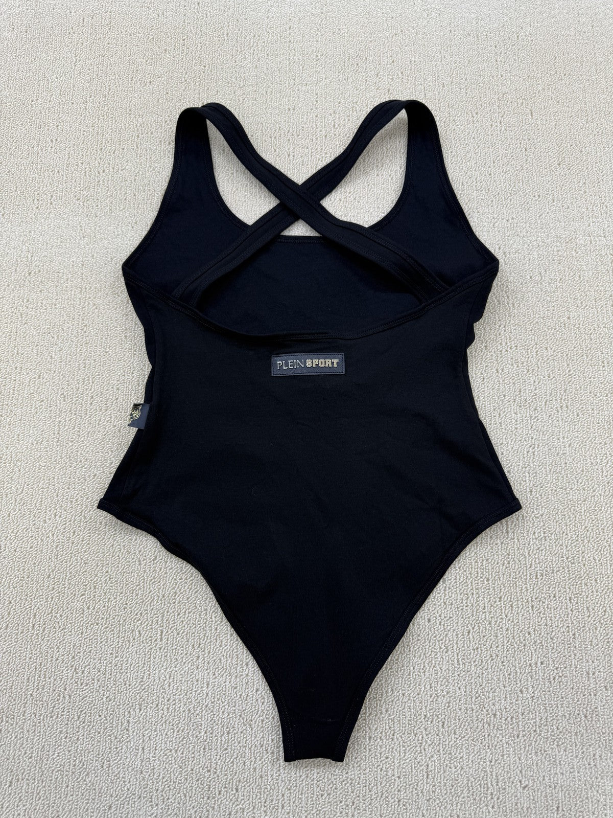 Plein Sport Women's Black Monokini M High Cut Cross-Back Lycra